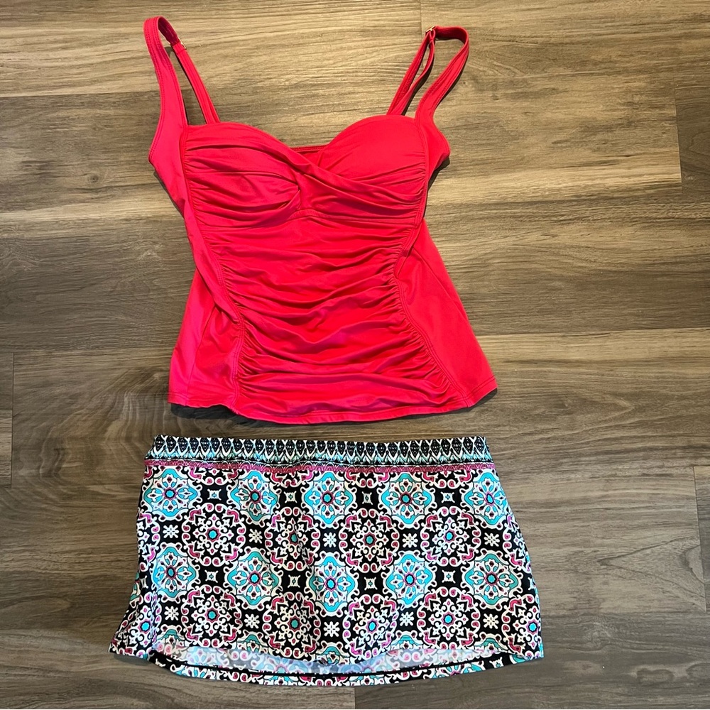 LA BLANCA Tankini Swimsuit Top+Kenneth Cole Bottom 2 Piece GUC Sz 6/S